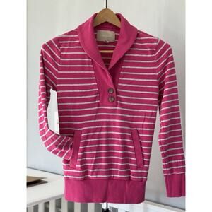 BANANA REPUBLIC Buttoned Shawl Collar Pink Strip Women's Pullover - Size XS